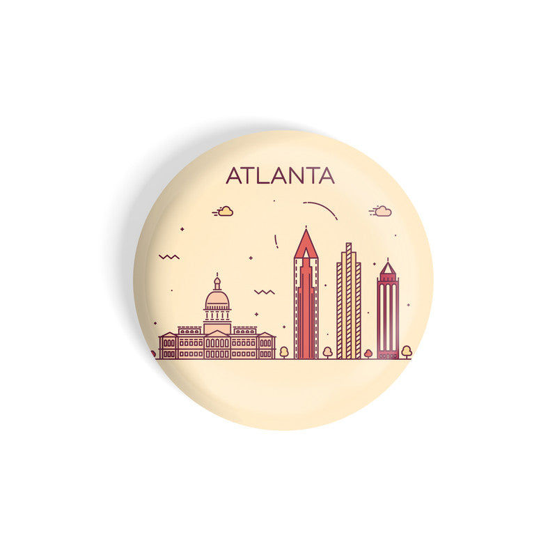 dhcrafts Round Fridge Magnet Brown Color Atlanta Glossy Finish Design Pack of 1 (58 mm)